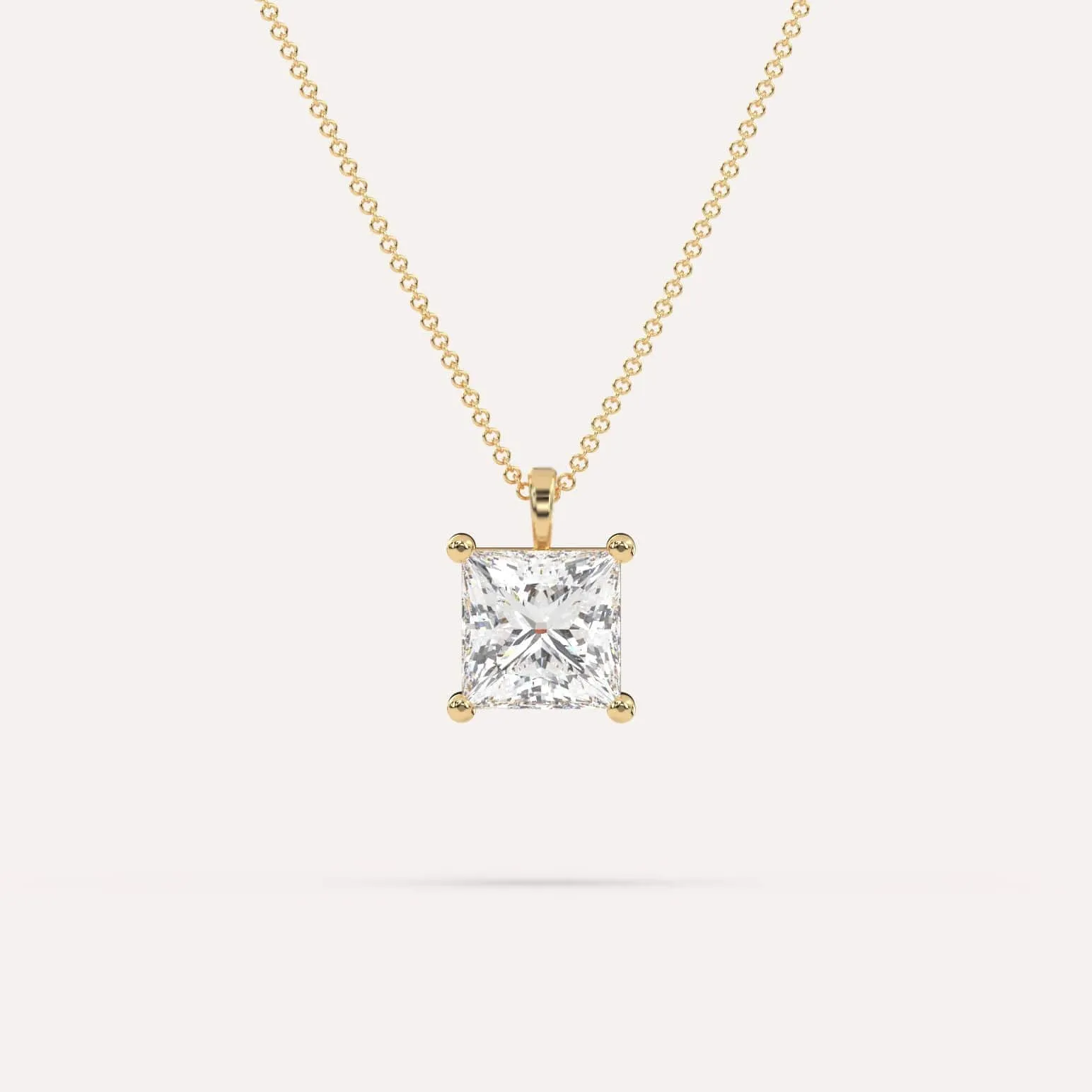 3 carat Princess Diamond Pendant Necklace