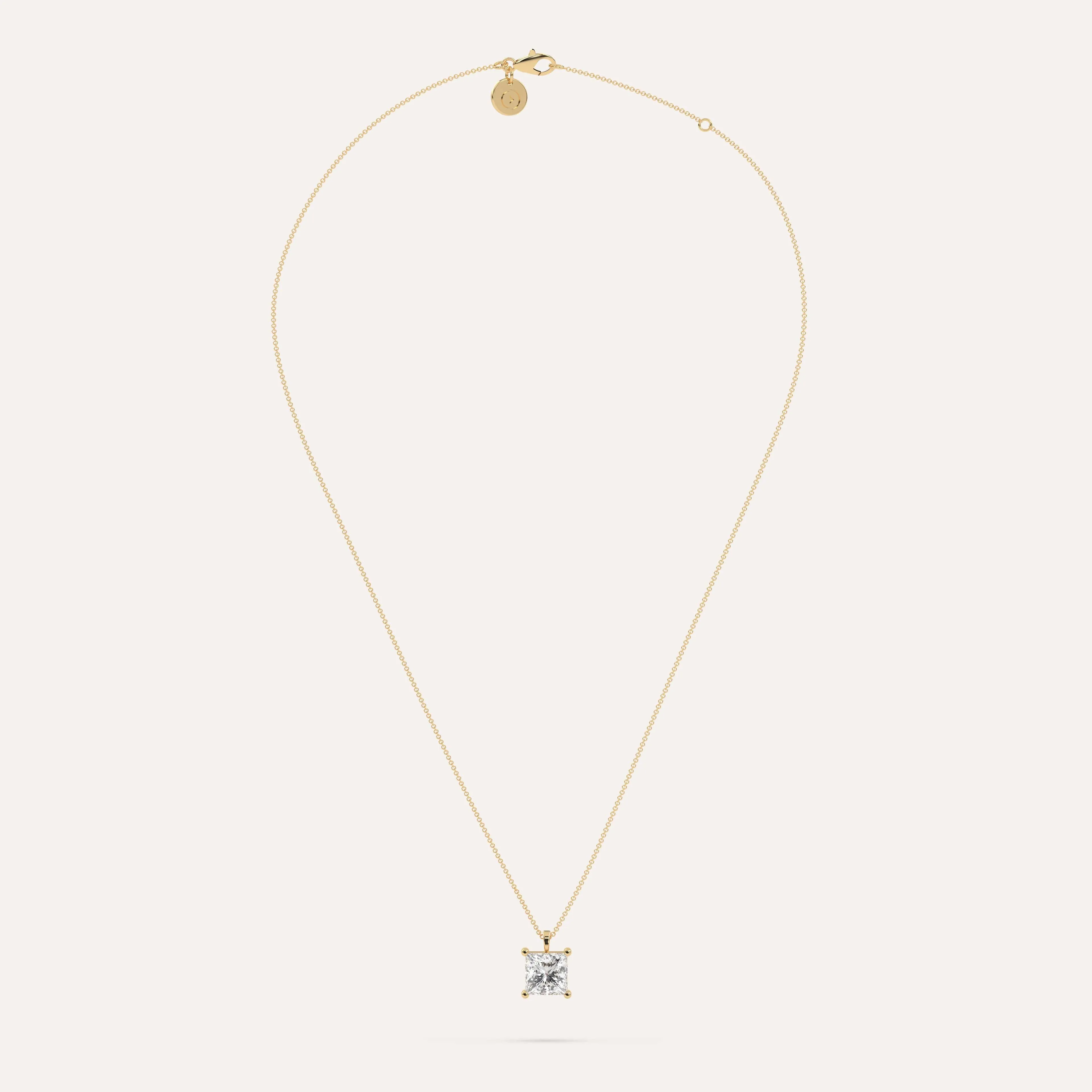 3 carat Princess Diamond Pendant Necklace