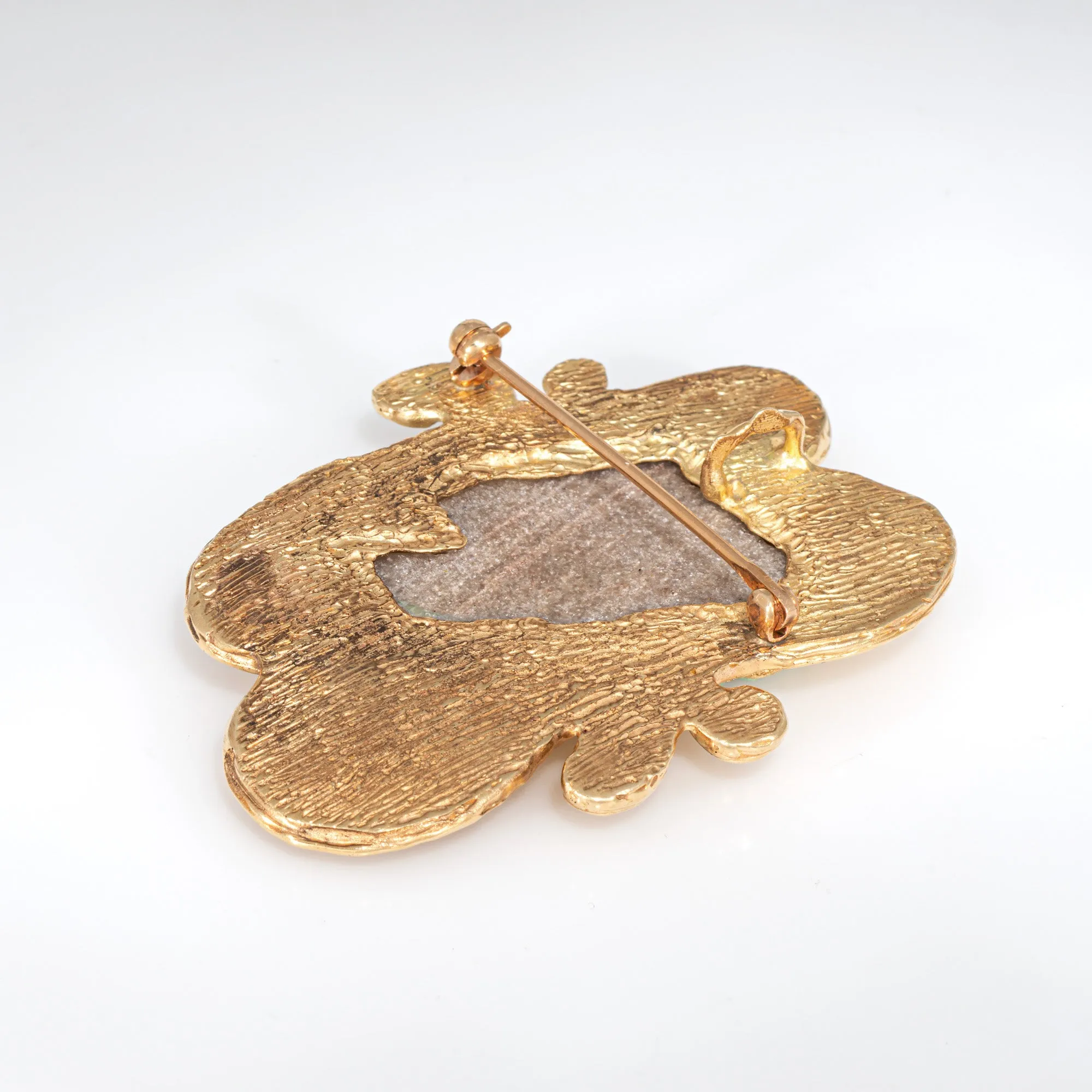 60s Vintage Carved Opal Cameo Pendant 14k Yellow Gold Brooch Fine Estate Jewelry