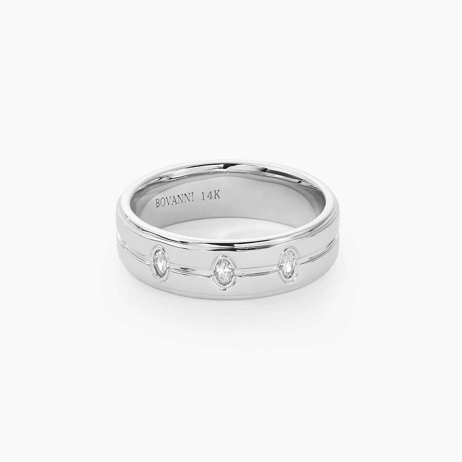 6mm Men's Polish Oval Diamonds Inlay Wedding Ring Wedding Bands Couple Ring