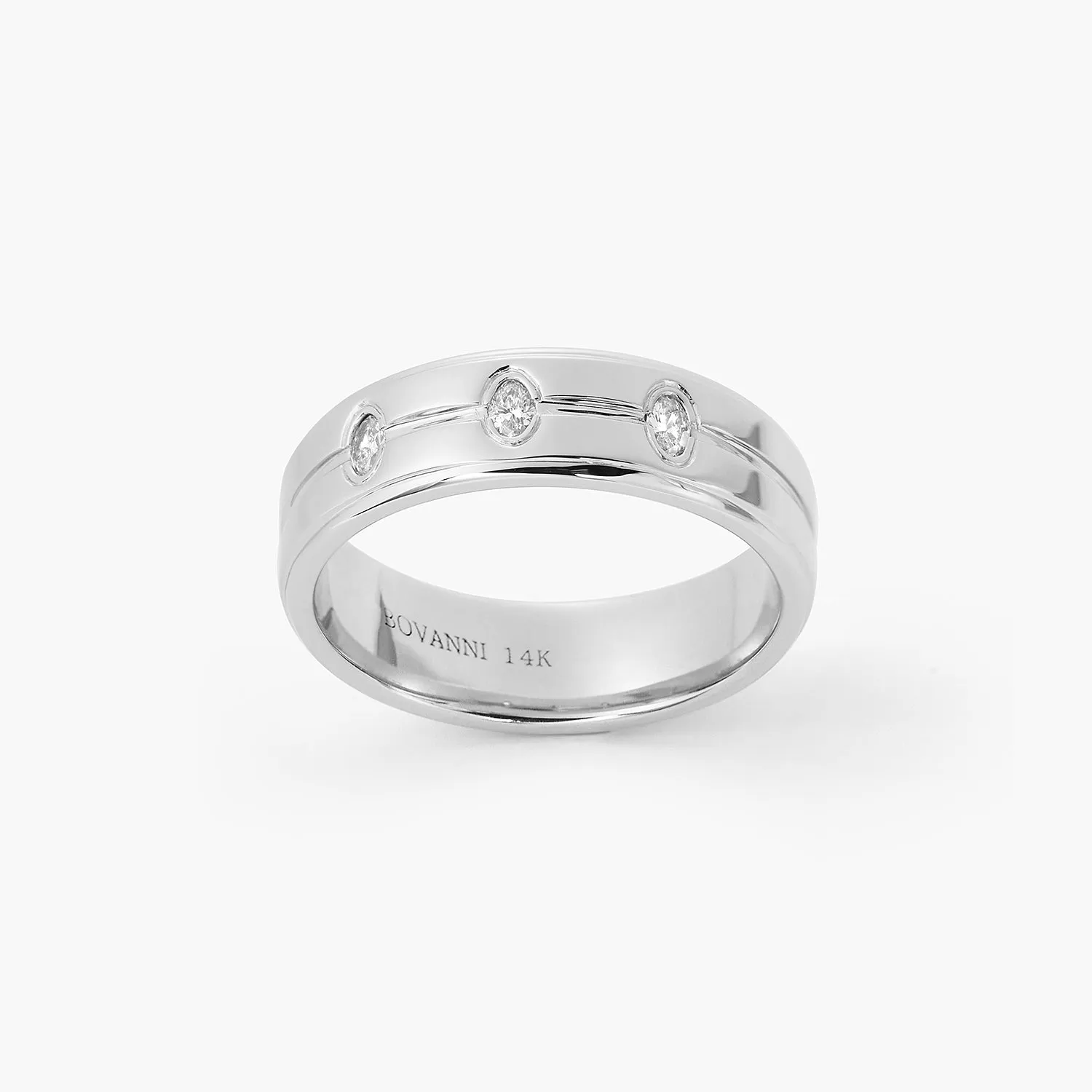 6mm Men's Polish Oval Diamonds Inlay Wedding Ring Wedding Bands Couple Ring