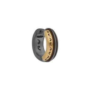 Acies Mixed Metal Earring with Brushed 18K Yellow Gold & Black Enamel