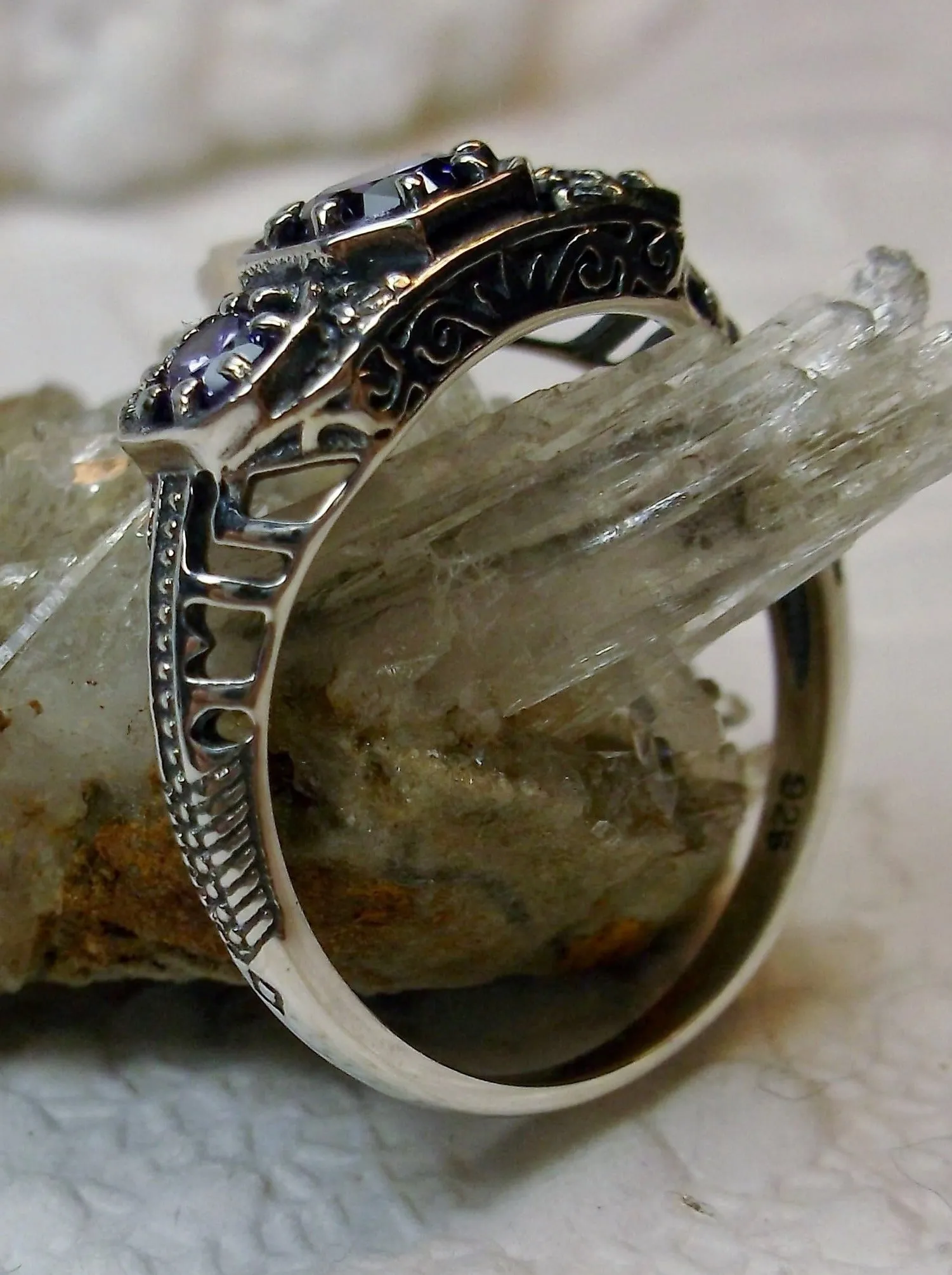 Amethyst CZ Ring, Art Deco Jewelry #D161