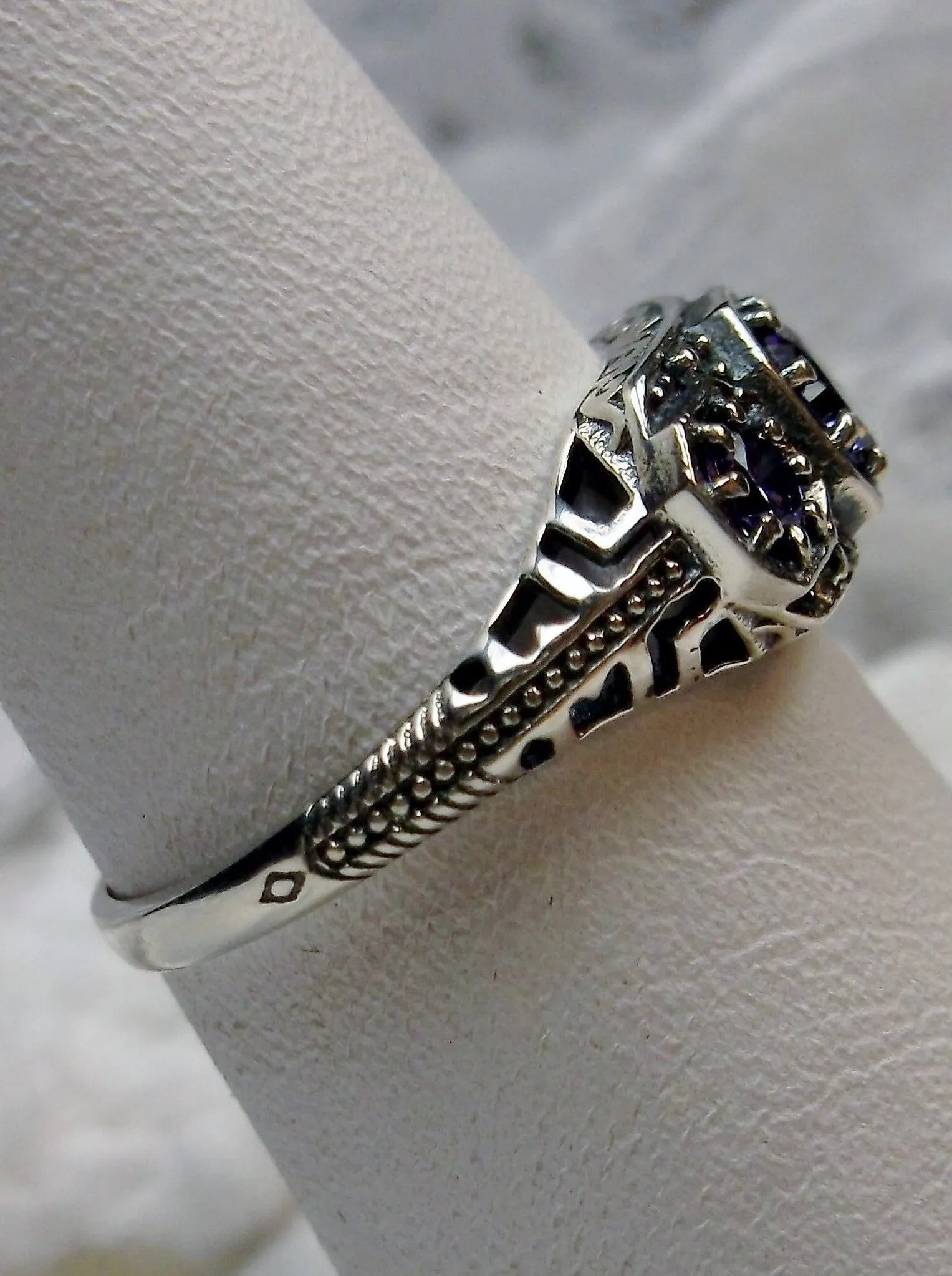 Amethyst CZ Ring, Art Deco Jewelry #D161