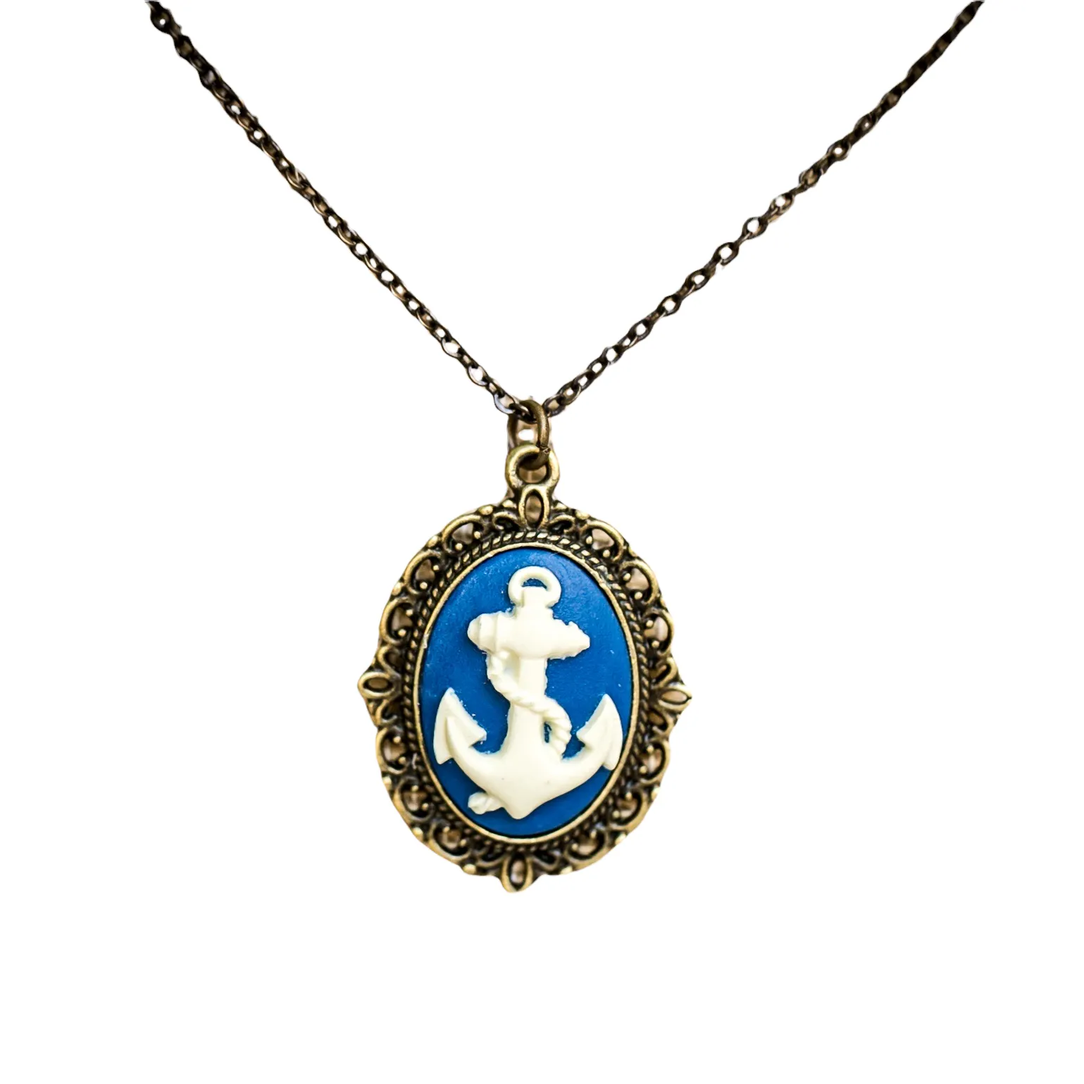 Anchor Cameo Necklace