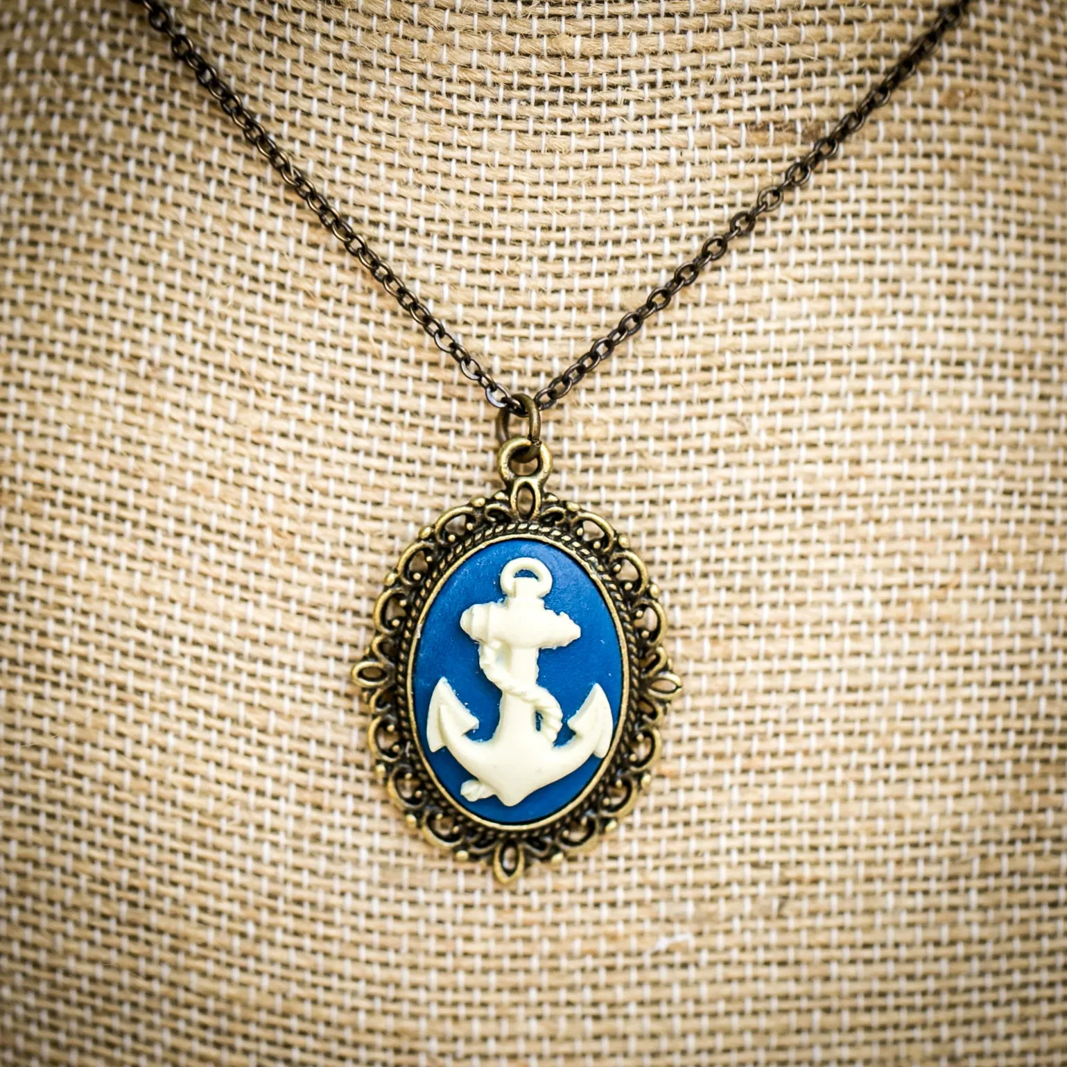 Anchor Cameo Necklace