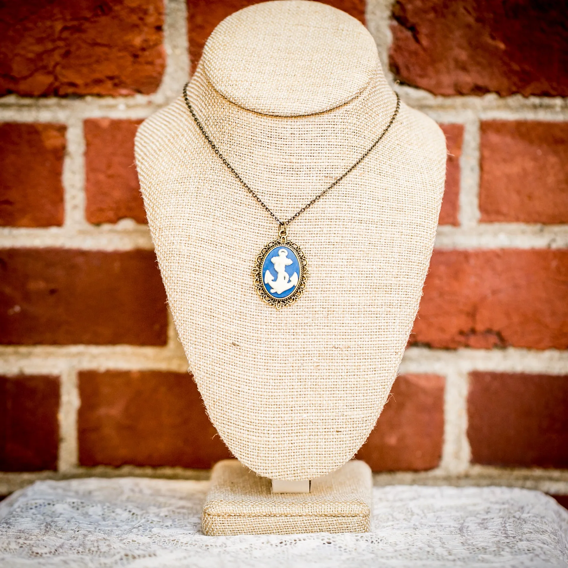 Anchor Cameo Necklace