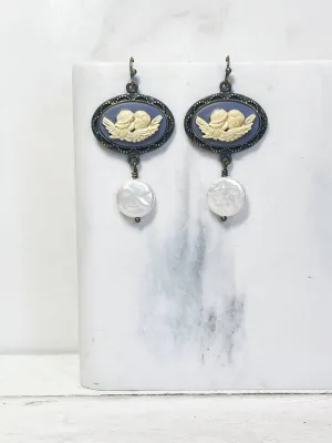 Angel Cameo Pearl Earrings