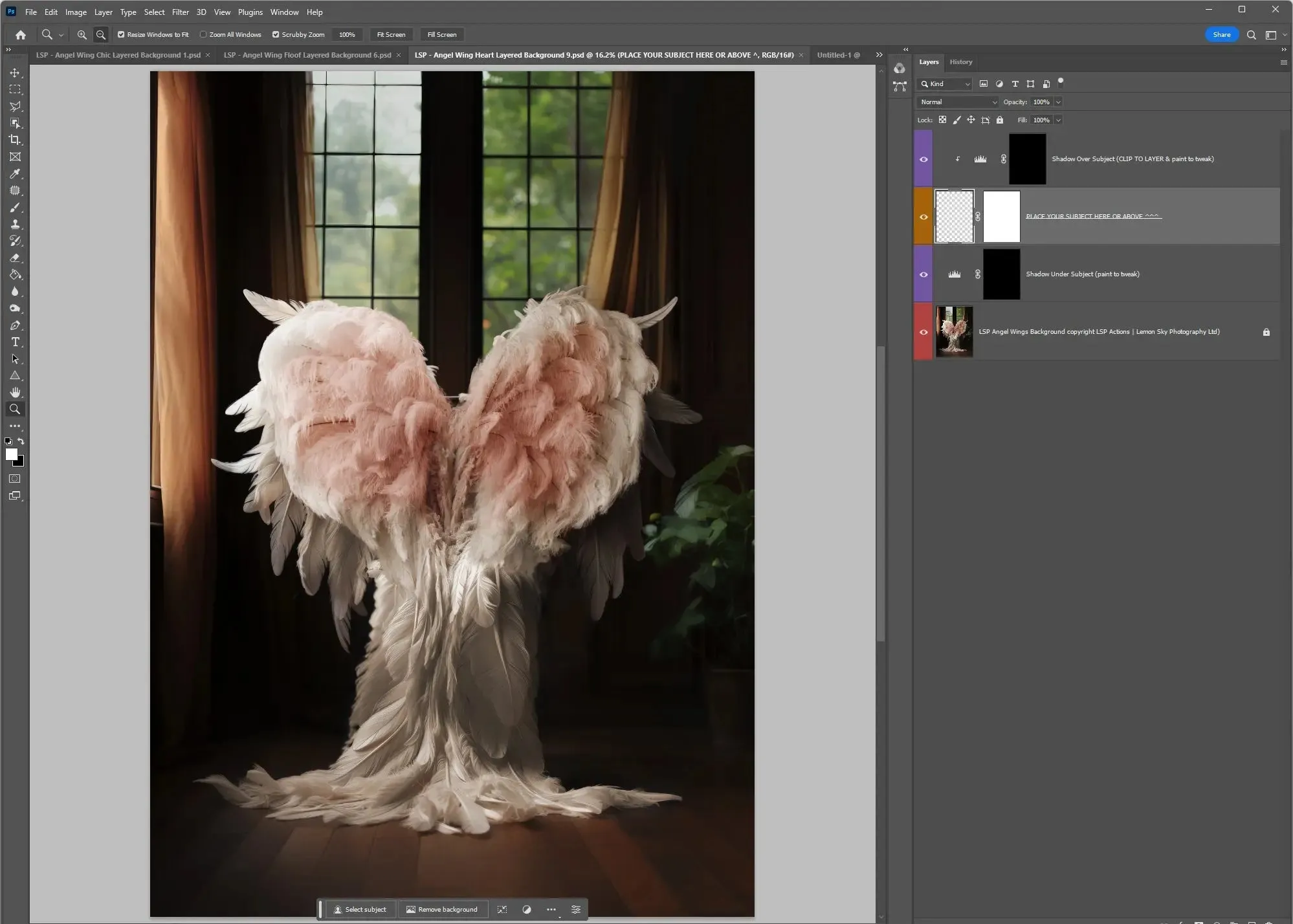 Angel Wings "Heart" Digital Background