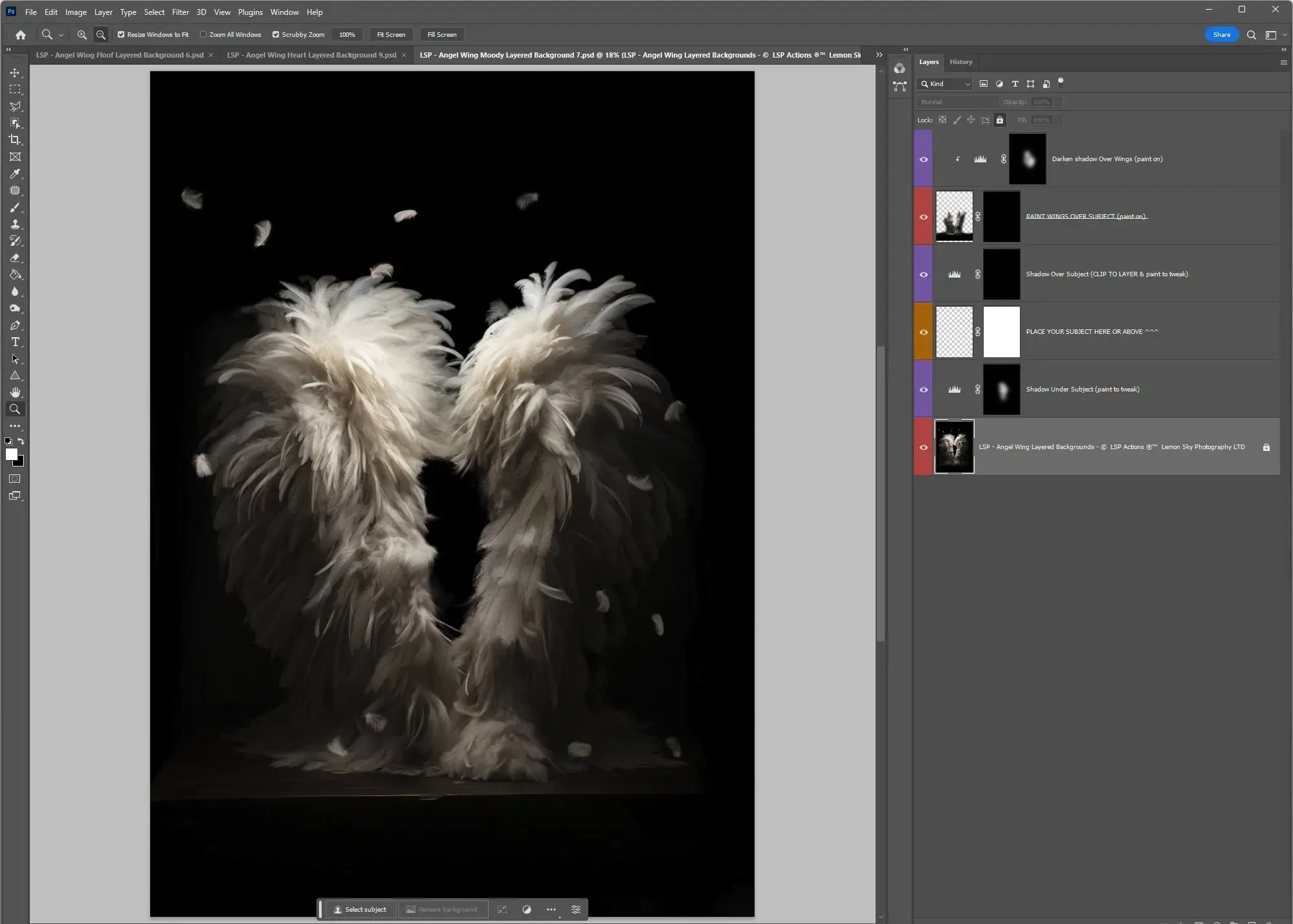 Angel Wings "Moody" Digital Background