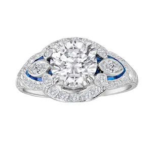 Antique Diamond and Sapphire Deco Ring