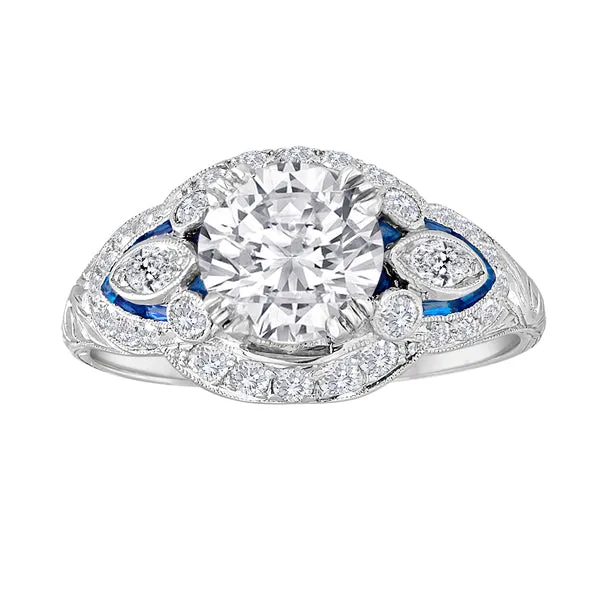 Antique Diamond and Sapphire Deco Ring