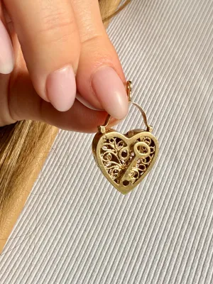 Antique Filigree Heart Charm, 10k