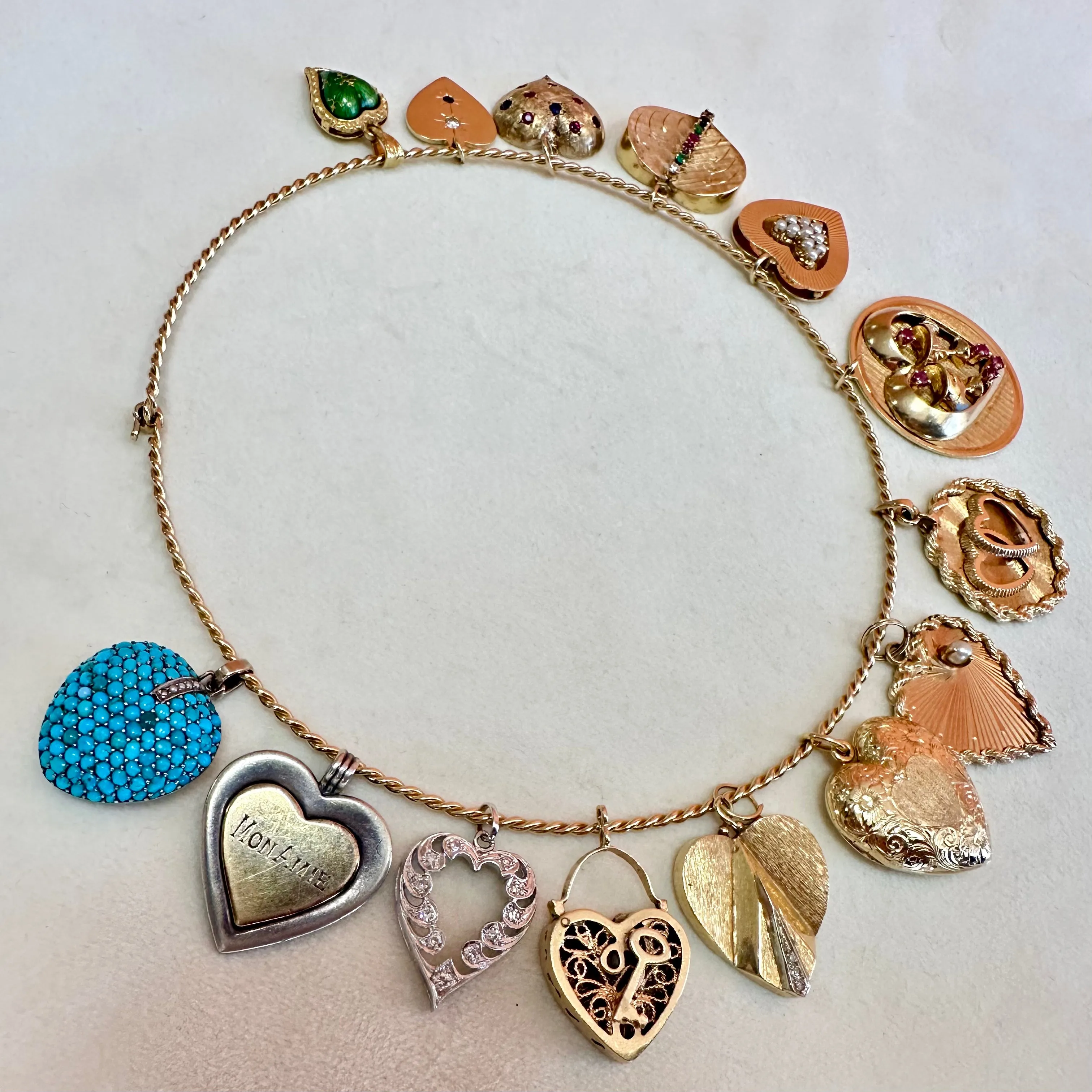 Antique Filigree Heart Charm, 10k