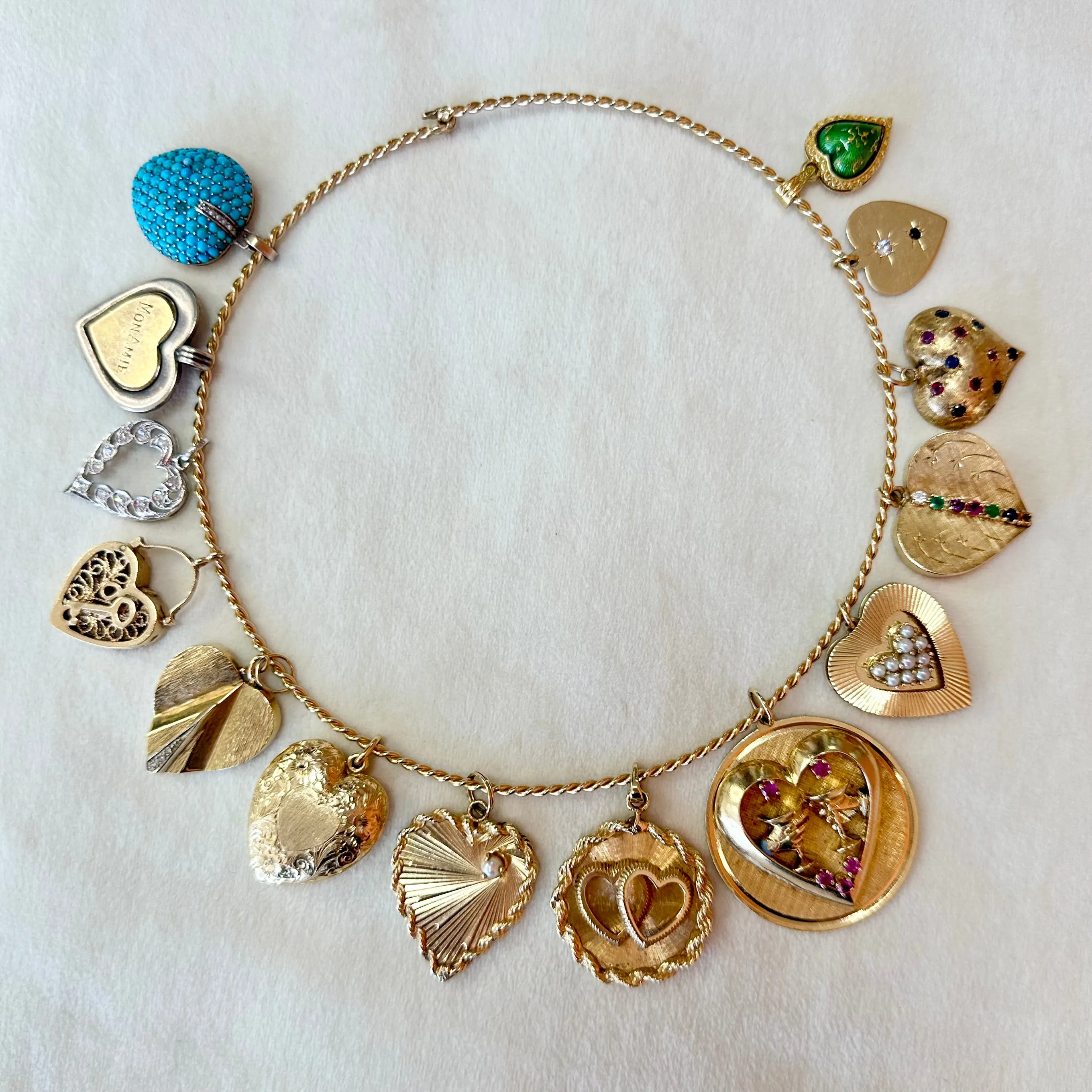 Antique Filigree Heart Charm, 10k