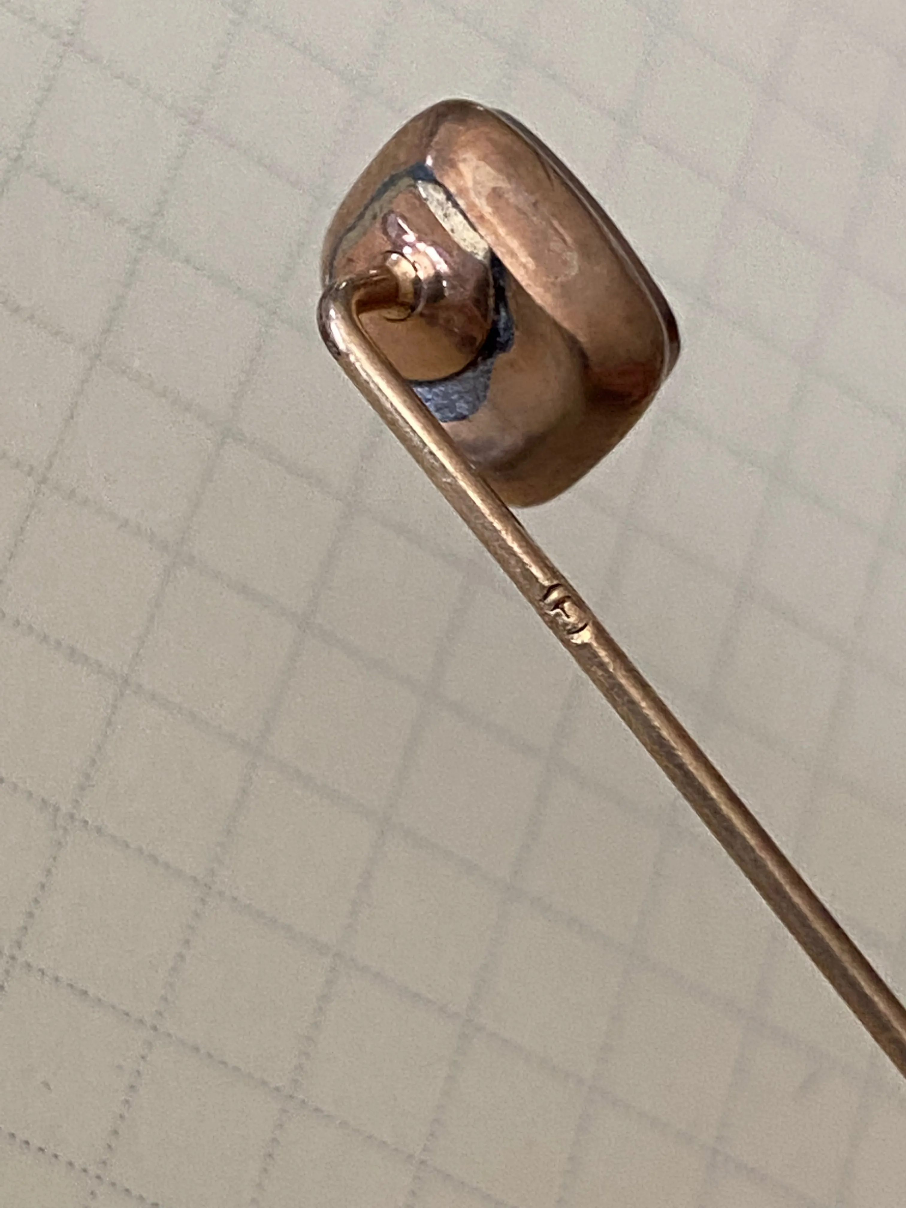 Antique Gold Stick Pin with Woman's Face in Intaglio