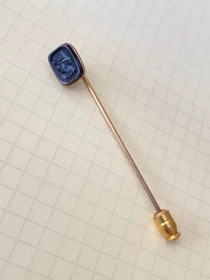 Antique Gold Stick Pin with Woman's Face in Intaglio