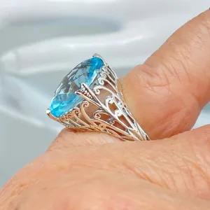 Aquamarine Ring, Size 7, Marquise Cut Art Deco Jewelry, D53 - Ready to Ship