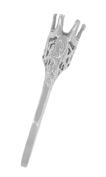 Art Deco Crown of Leaves Filigree Engagement Ring Setting in Platinum for a 1/2 Carat Diamond | 5mm Round Mount