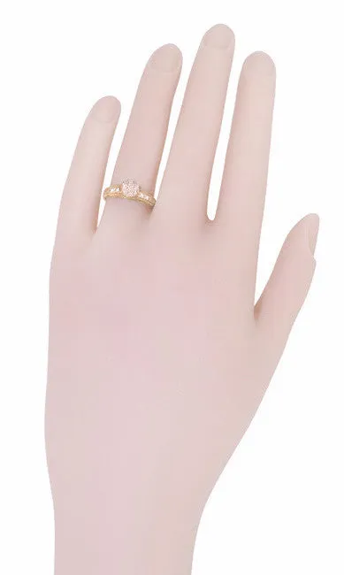 Art Deco Rose Gold Morganite and Side Diamond Filigree Engagement Ring - Vintage 1920's Design
