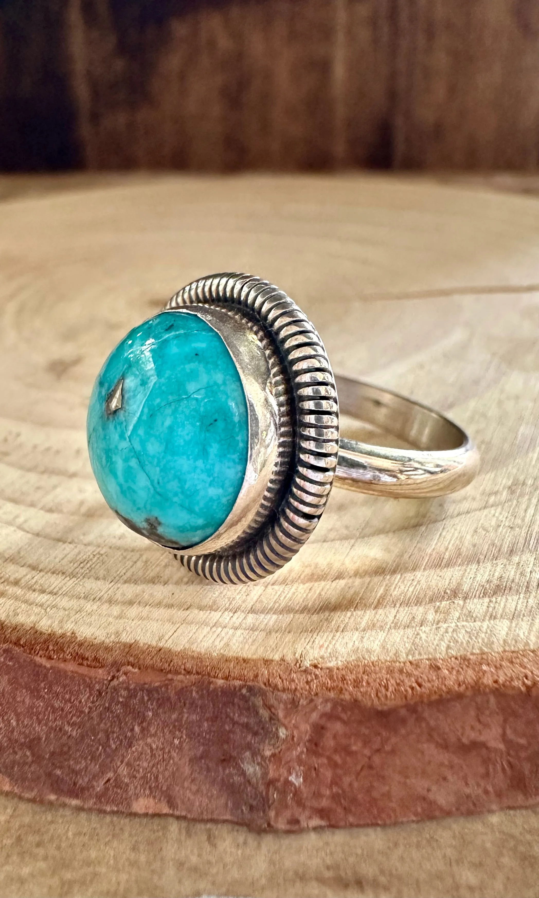 ATLANTIC OCEAN Turquoise and Sterling Silver and Ring • Size 5 1/2