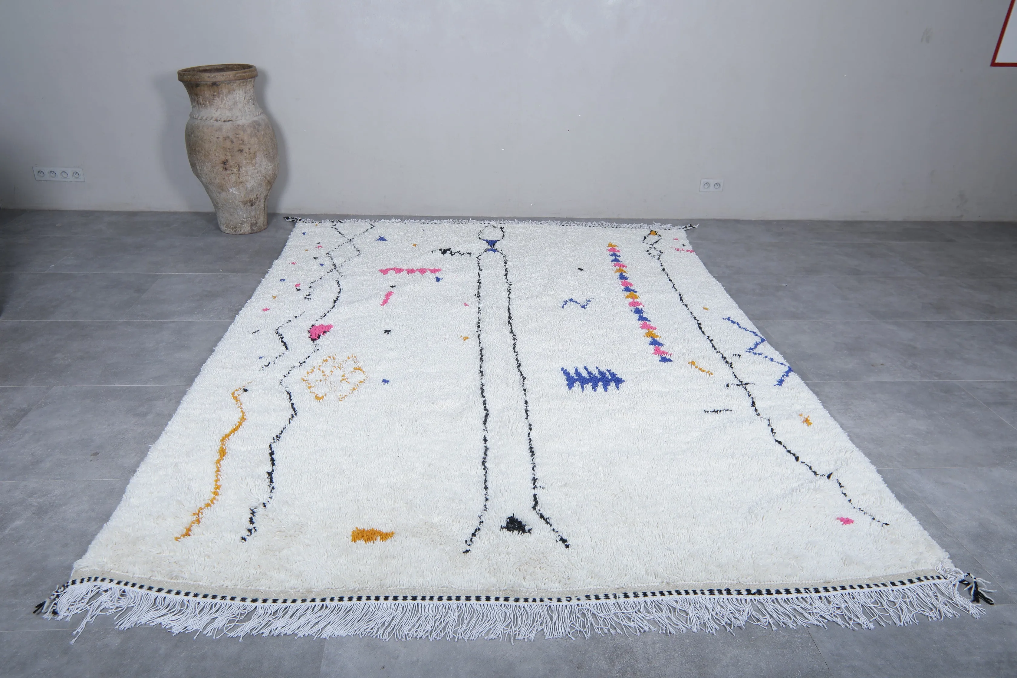 Azilal Berber rug - Moroccan Beni ourain rug - Wool rug