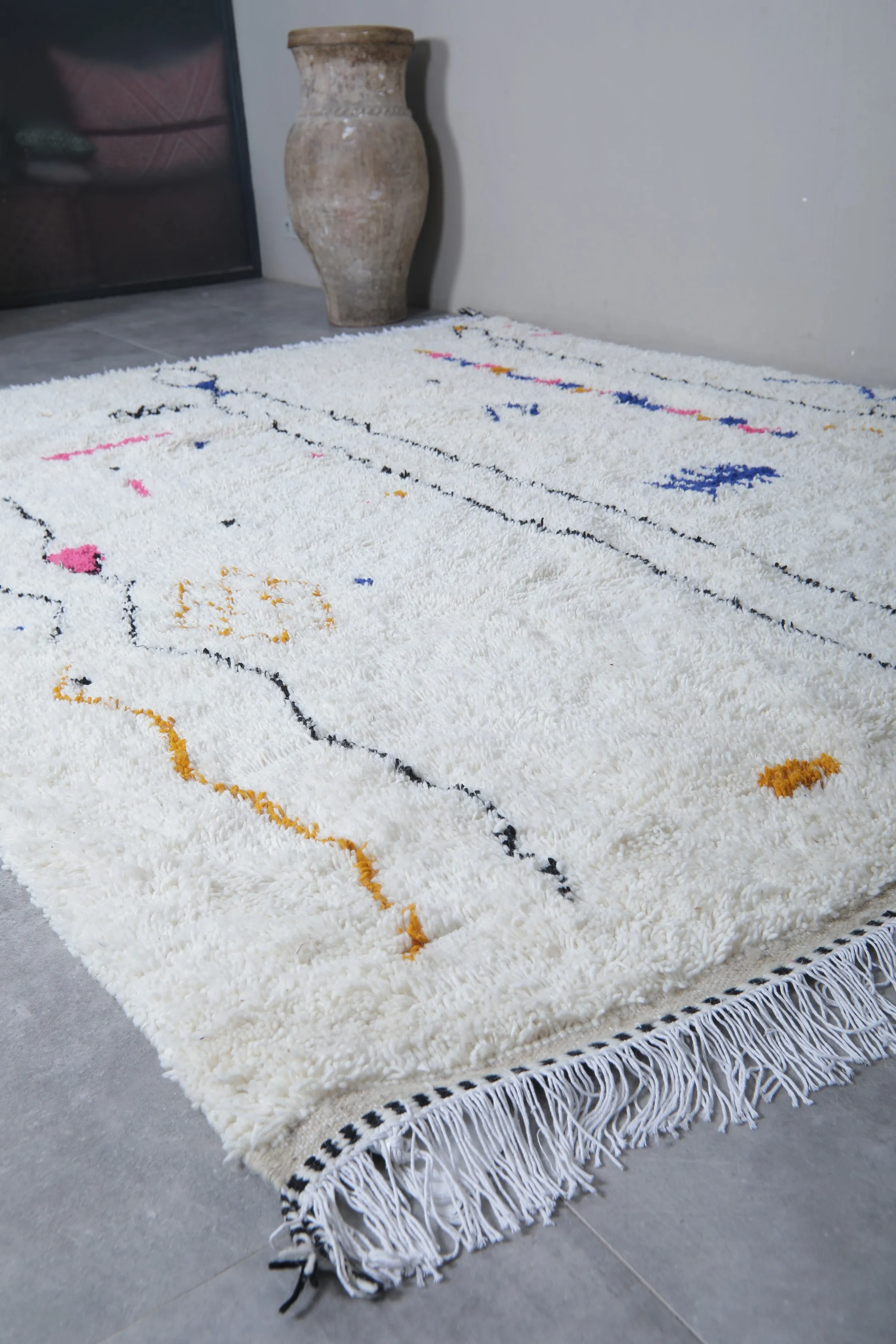 Azilal Berber rug - Moroccan Beni ourain rug - Wool rug