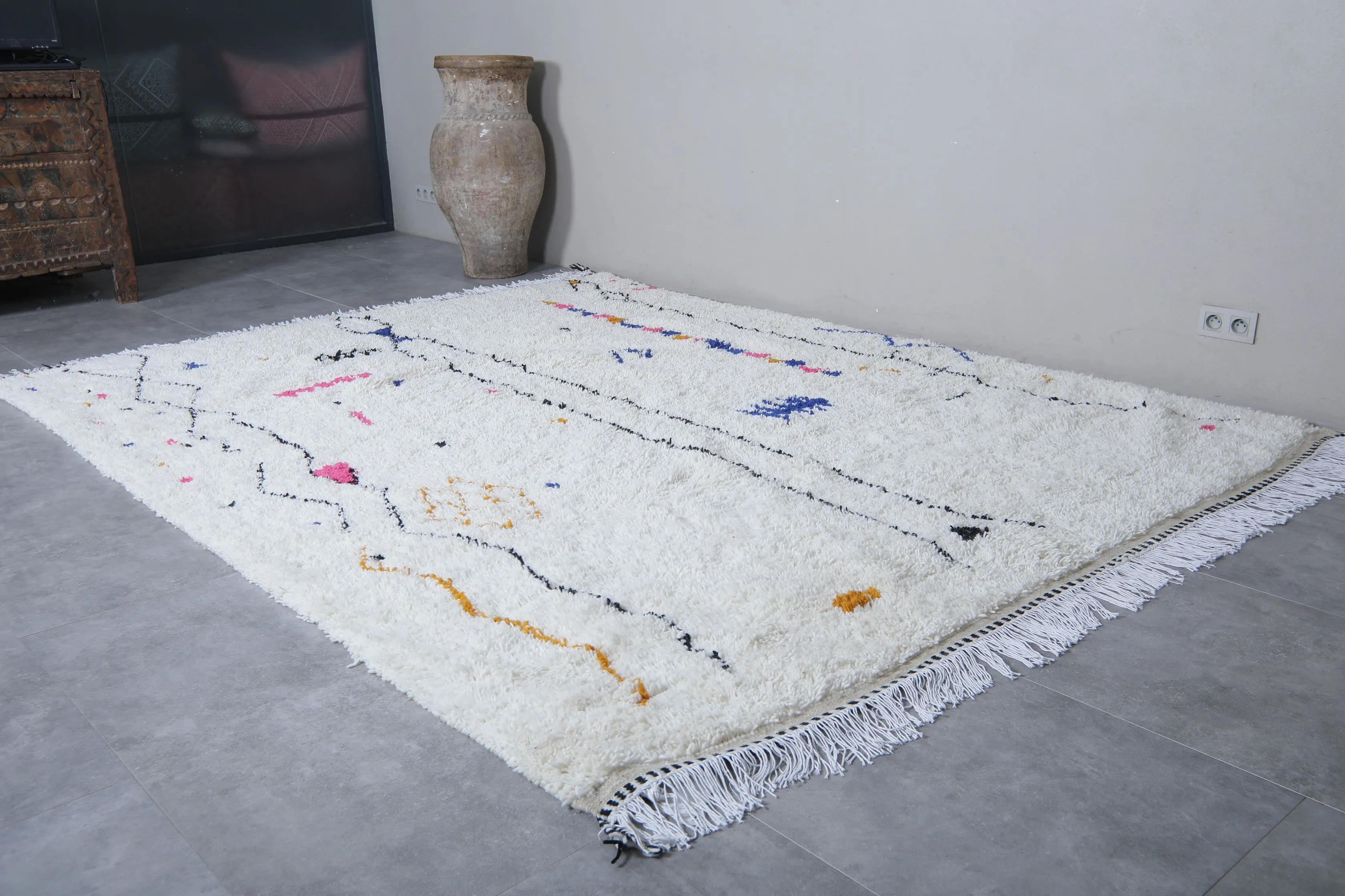 Azilal Berber rug - Moroccan Beni ourain rug - Wool rug