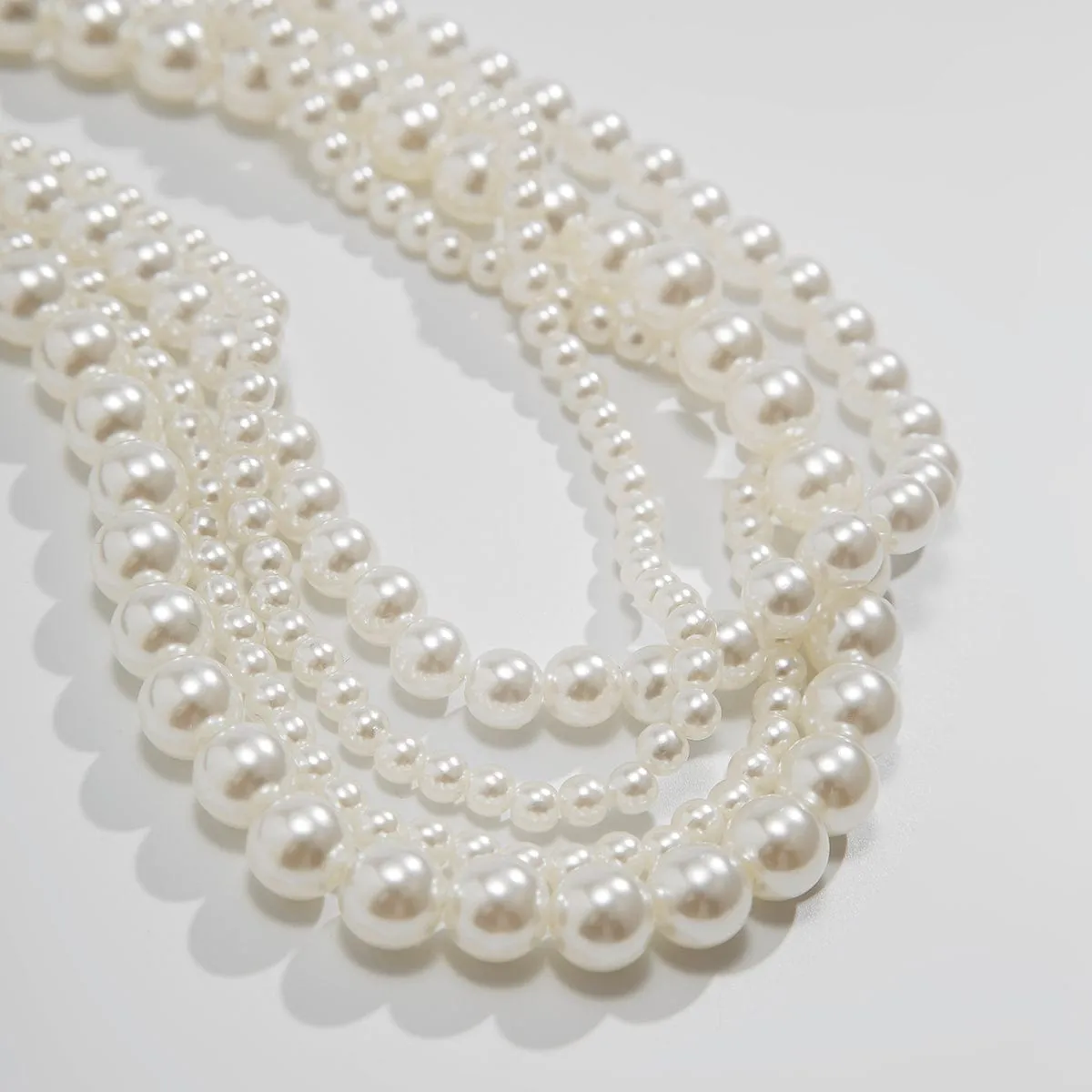 Baroque Layered Ribbon Bowknot Pearl Chain Necklace