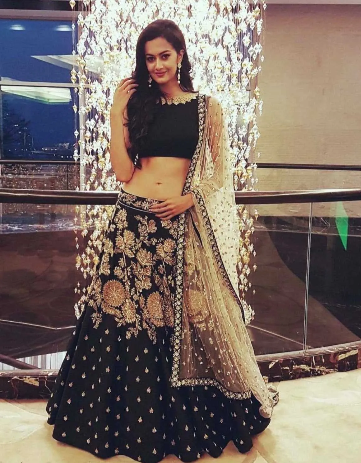 Beautiful Indian Wedding lehenga choli in Black and Gold # B1972