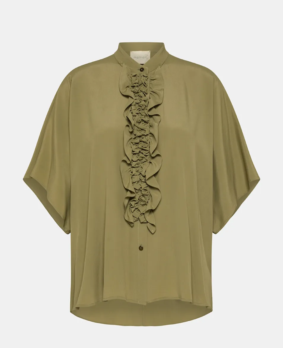 BERENICE SHIRT IN SOLID COLOUR ACETATE SILK - COBALT