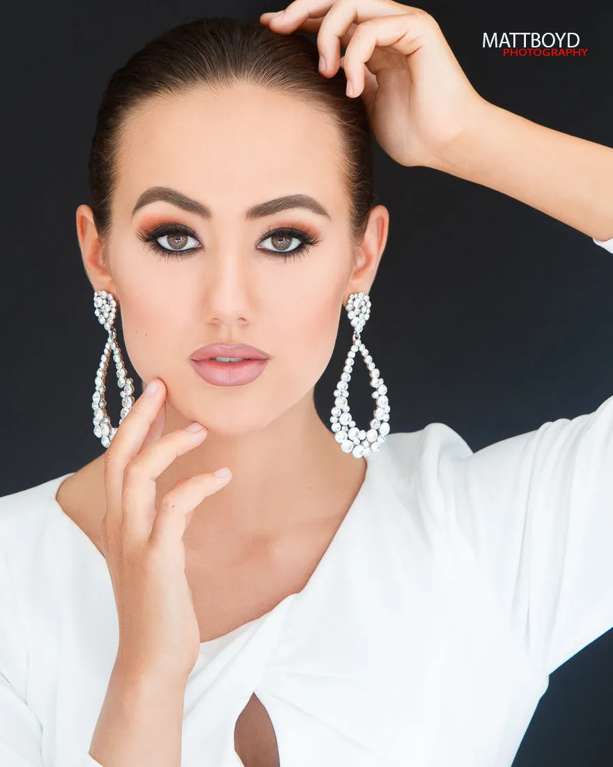 Big Emerald Crystal Pageant Hoop Earrings | 3.75" | 394971