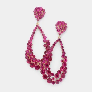 Big Fuchsia Crystal Pageant Earrings |  545172