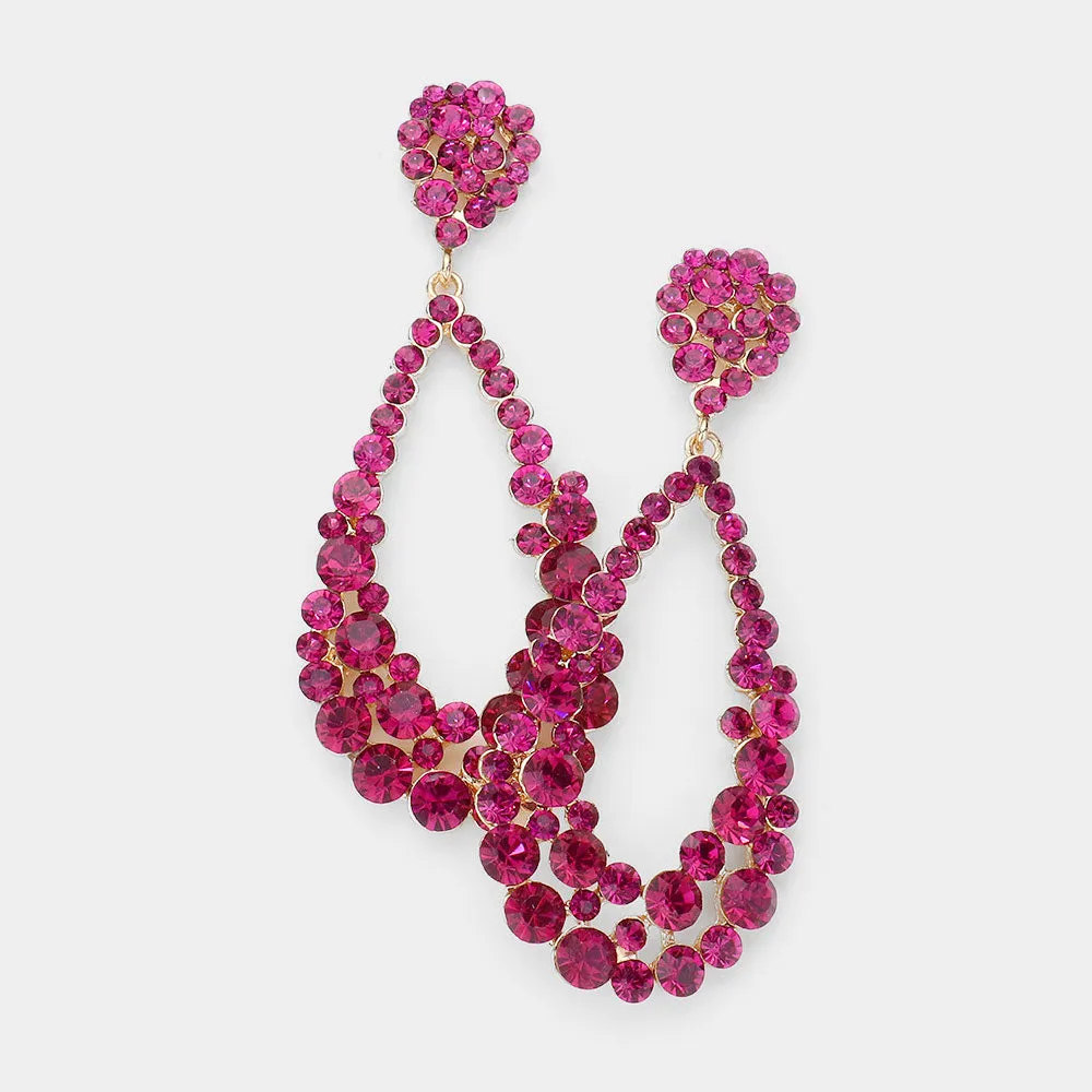 Big Fuchsia Crystal Pageant Earrings |  545172