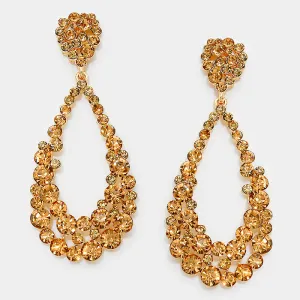 Big Gold Crystal Pageant Hoop Earrings | 3.75" | 302243