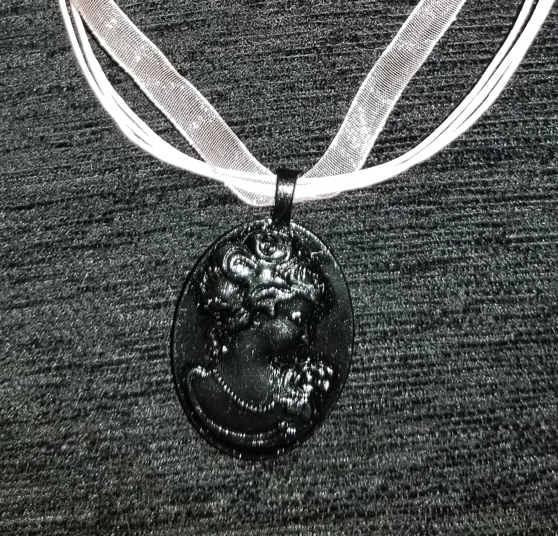 Bisque Carved Alternate Universe Cameo Necklace