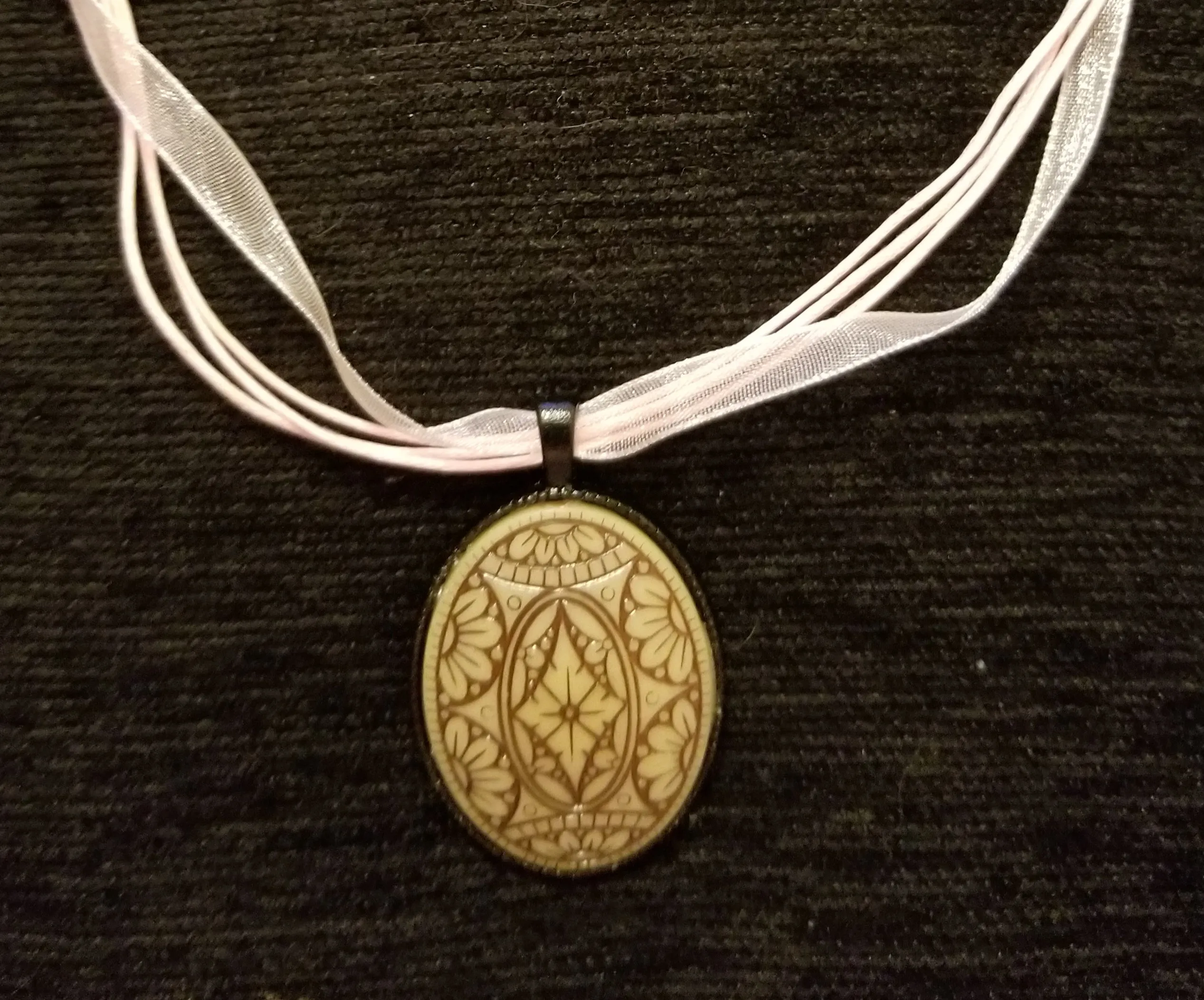 Bisque Carved Alternate Universe Cameo Necklace