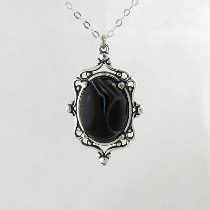 Black Agate Cameo Pendant