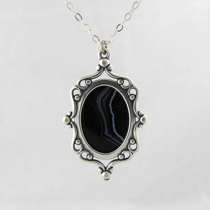 Black Agate Cameo Pendant