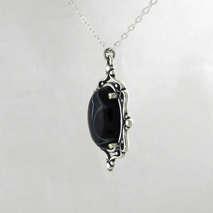 Black Agate Cameo Pendant