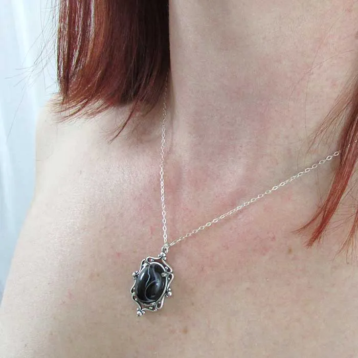 Black Agate Cameo Pendant