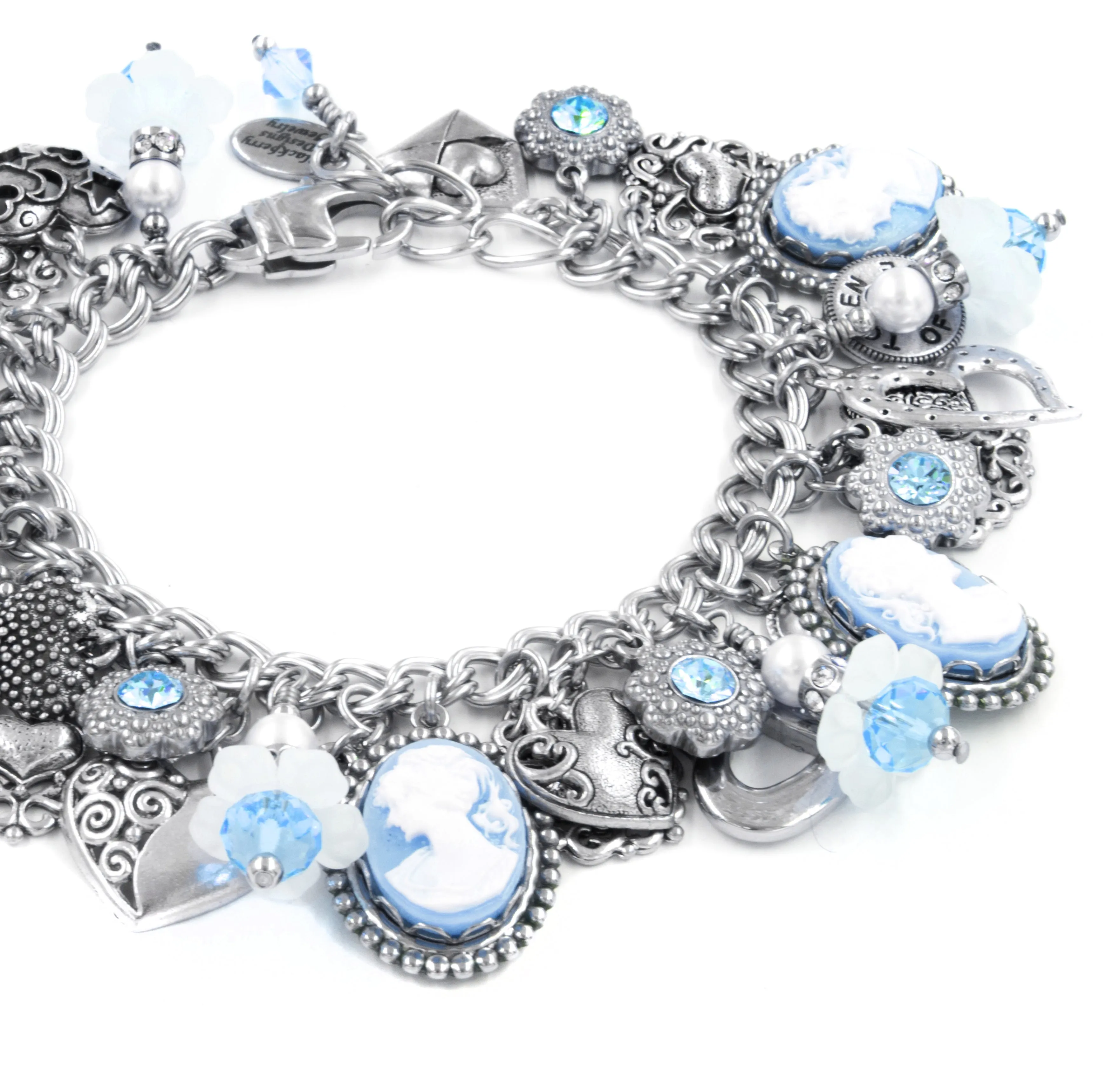 Blue Cameo Charm Bracelet