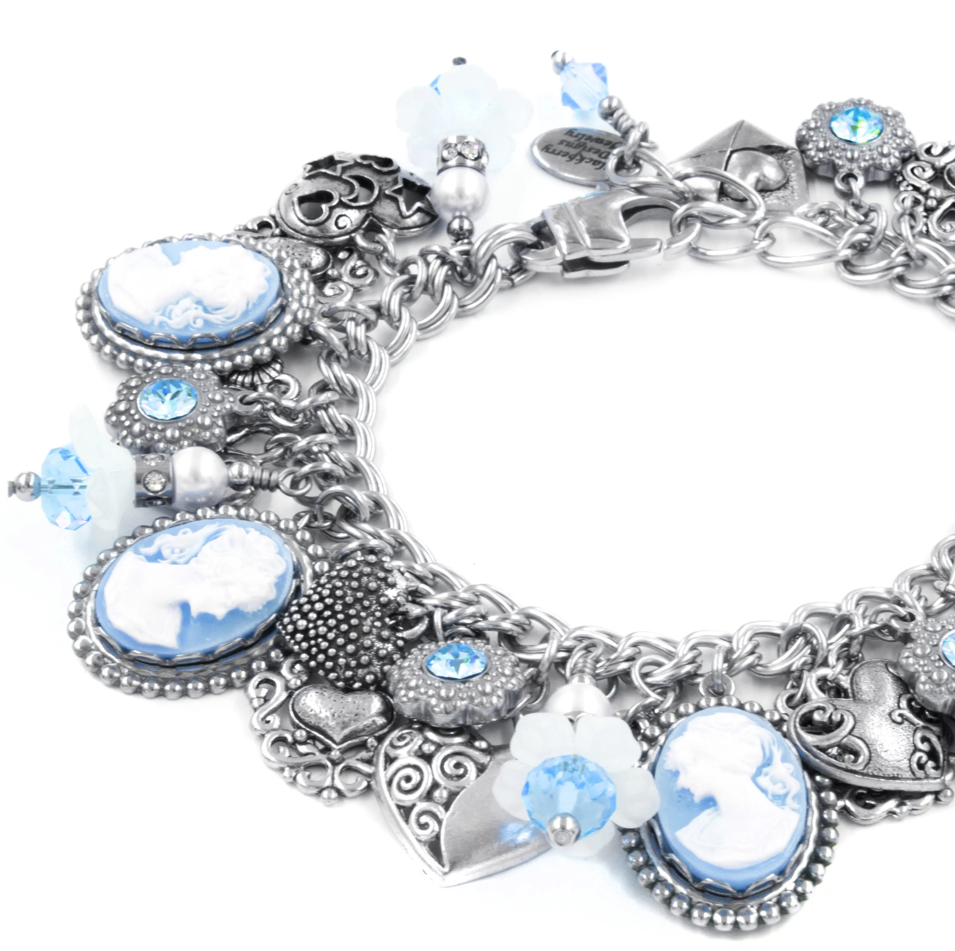 Blue Cameo Charm Bracelet