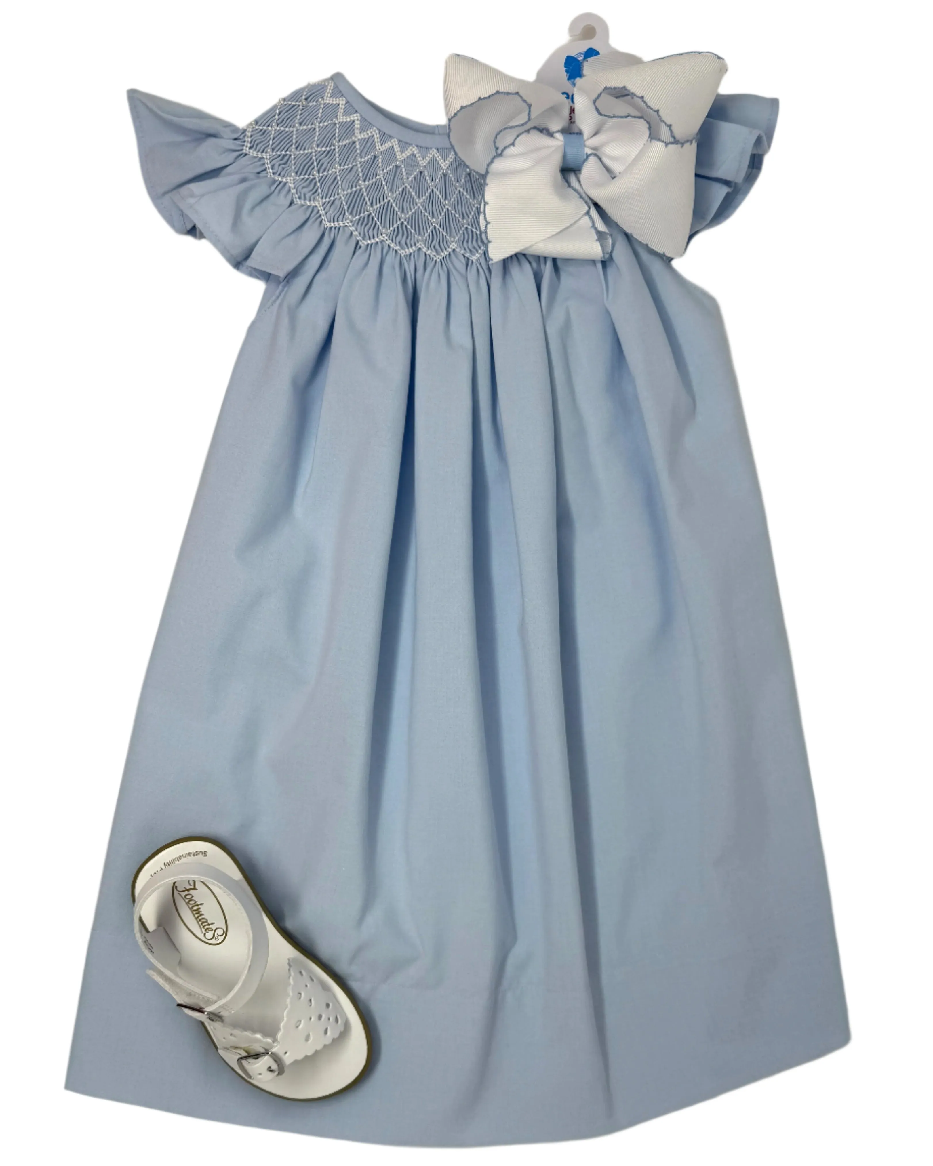 Blue Catherine Pearl Smocked Dress
