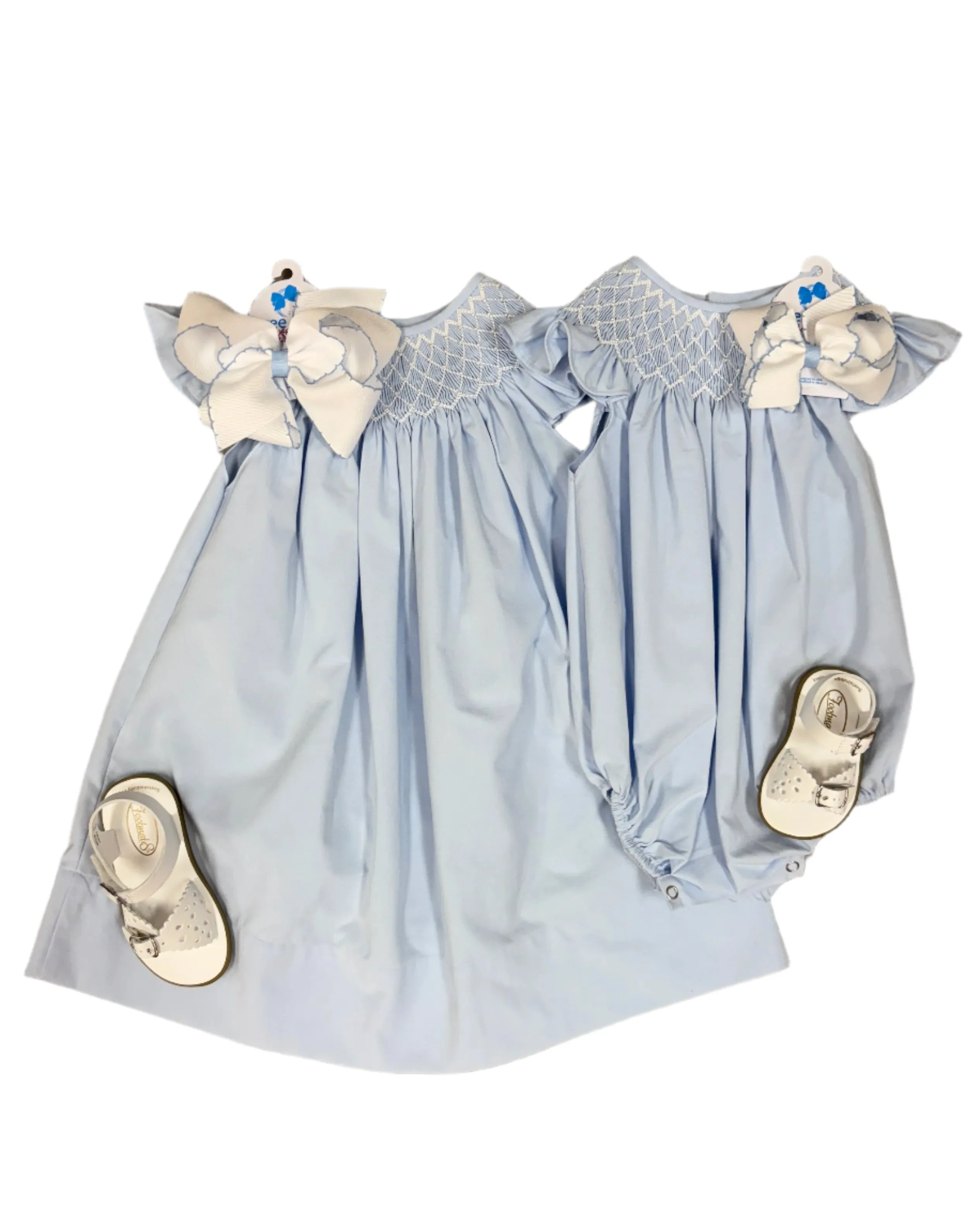 Blue Catherine Pearl Smocked Dress