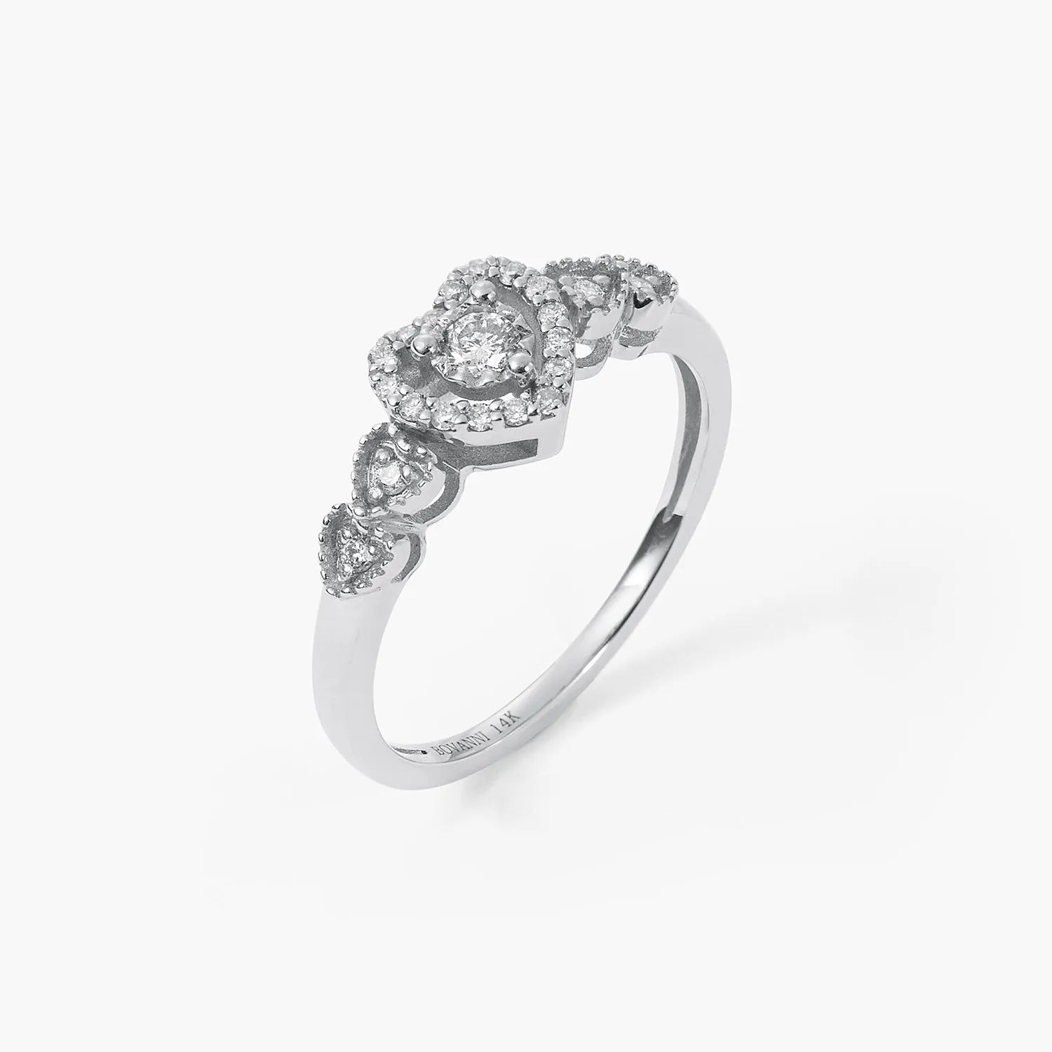 BOVANNI Diamond Promise Heart Knot Rings with diamond - Heart Knot Ring