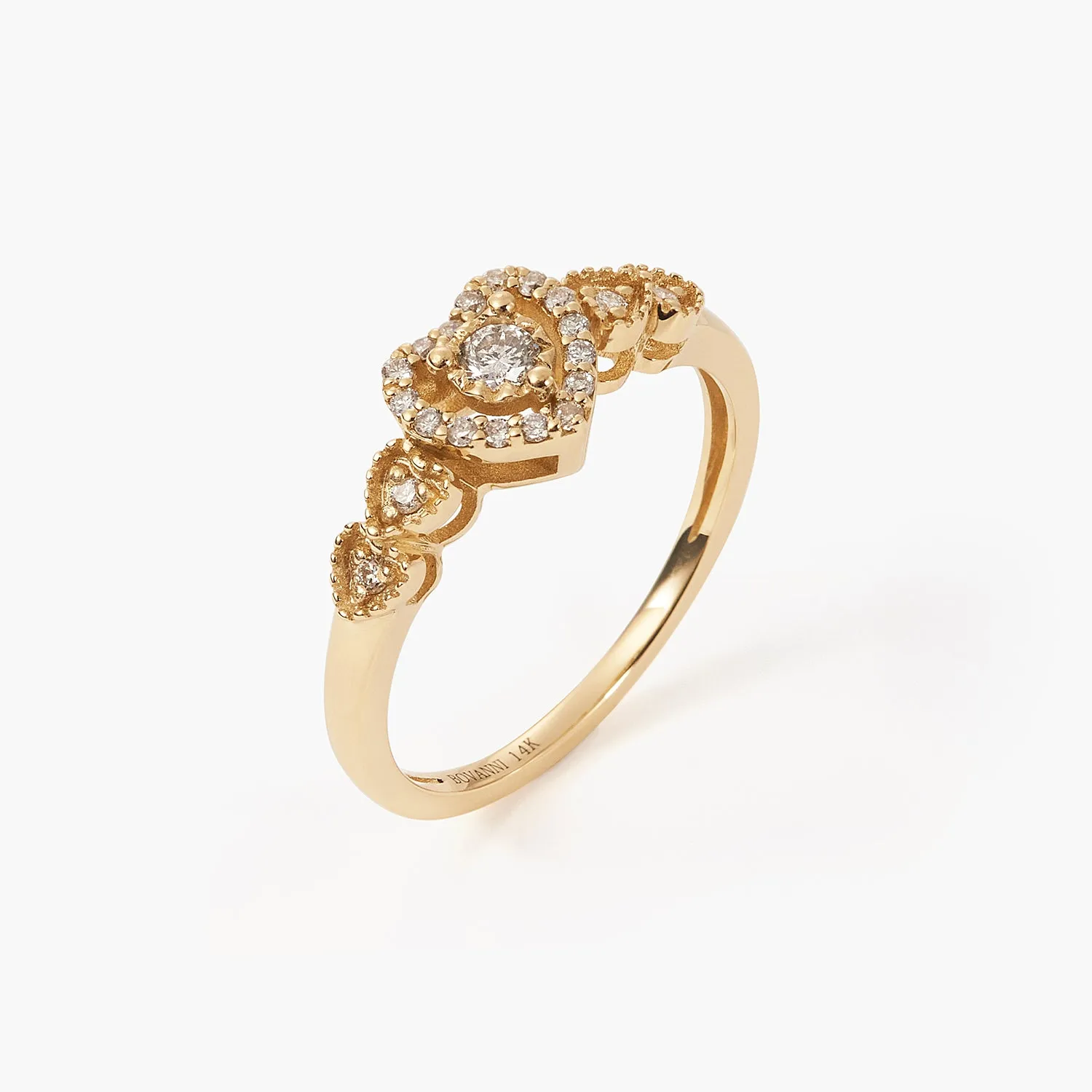 BOVANNI Diamond Promise Heart Knot Rings with diamond - Heart Knot Ring