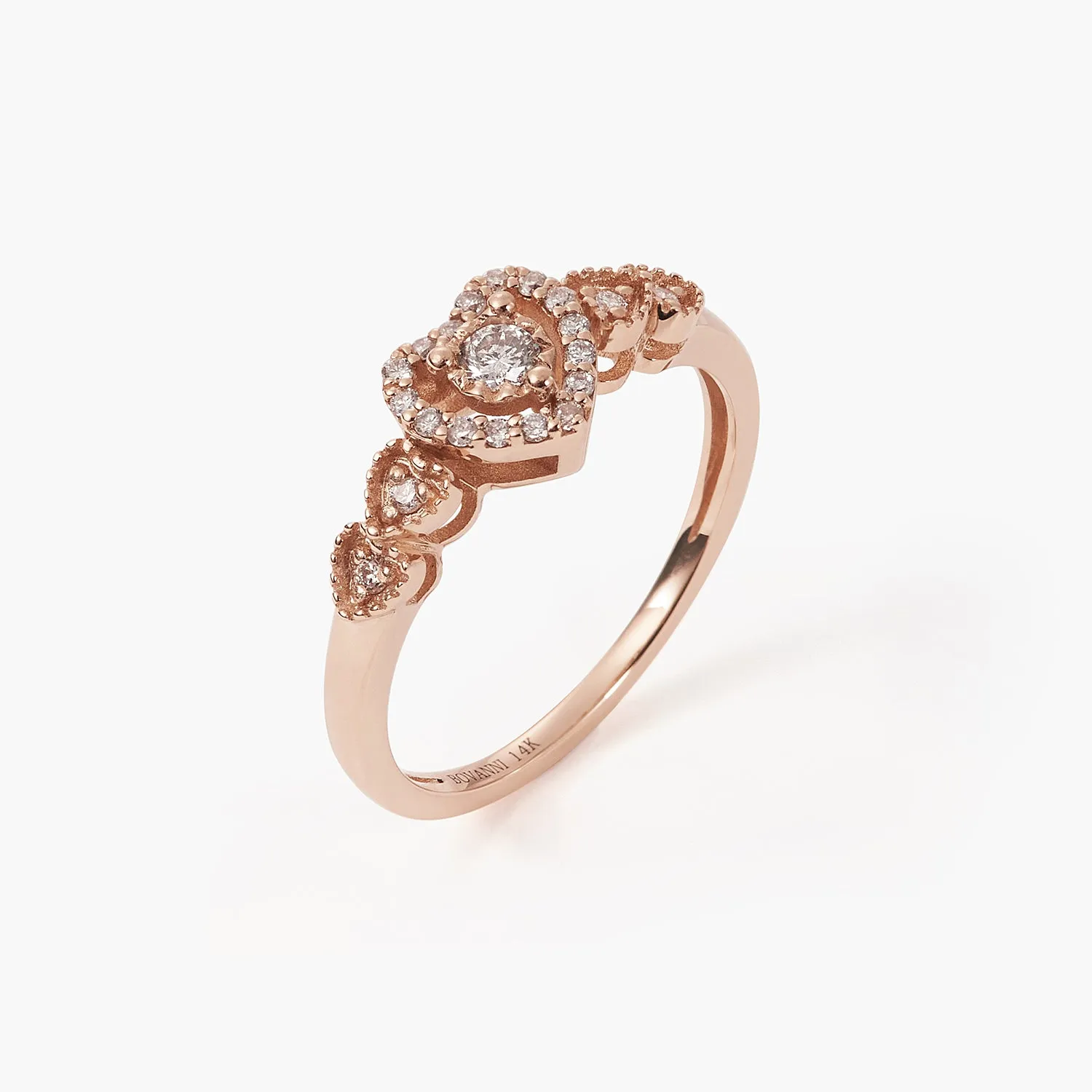 BOVANNI Diamond Promise Heart Knot Rings with diamond - Heart Knot Ring