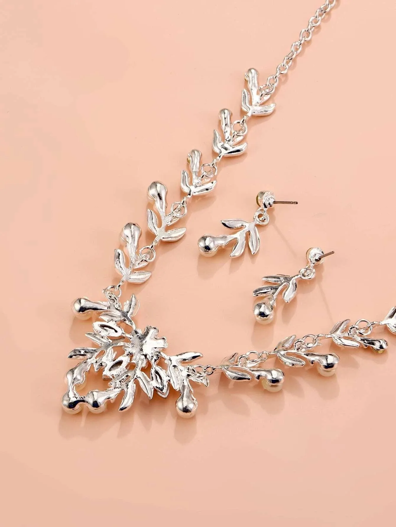 Bridal Pearl Necklace and Earrings 3 PC Jewelry Set, Wedding Crystal V-Necklace and Ear Studs Pearl Jewelry Set