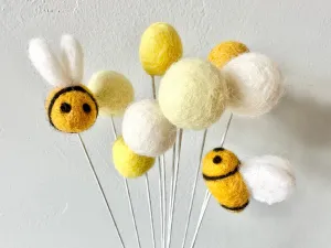 Bumble Bee & Felt Ball Flower Bouquet